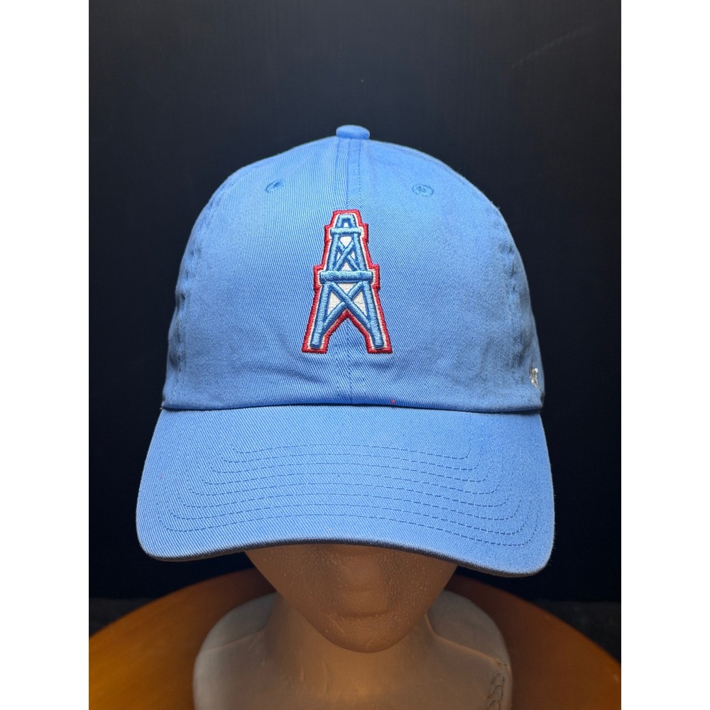 47 Brand Houston Oilers NFL Clean Up Hat Blue Adjustable Dad Cap Oil Derrick